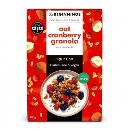 Avižinė granola su spanguolėmis ir lazdynų riešutais The BEGINNINGS