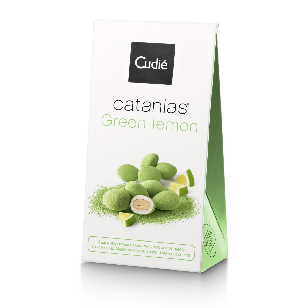 Karamelizuoti migdolai baltajame šokolade CUDIE CATANIES Green Lemon